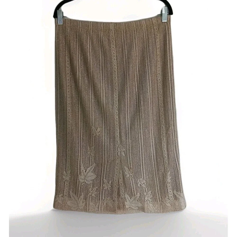 Vintage Antique Gold Midi Skirt Womens Sz Large Embroidered Sz Large Boho Chic